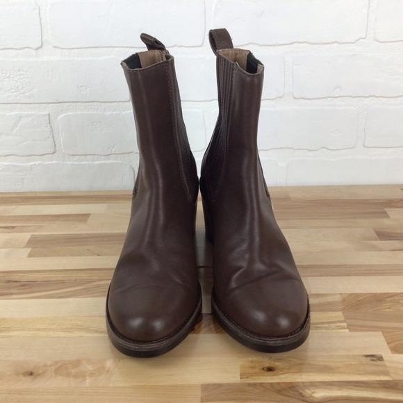 UGG maroon brown leather ankle boots chunky heeled booties rodeo southwestern 6 - Picture 4 of 15